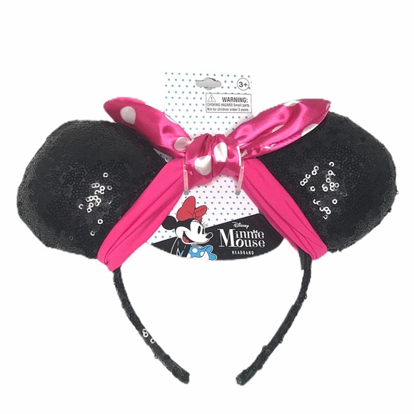 Minnie Mouse Disney Ears with Pink Bow Black - Picture 3 of 3